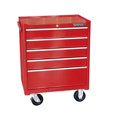 Urrea I-Series Roller Cabinet, 5 Drawer, Red, Steel, 27 in W x 33-1/2 in D x 18 in H I27M5